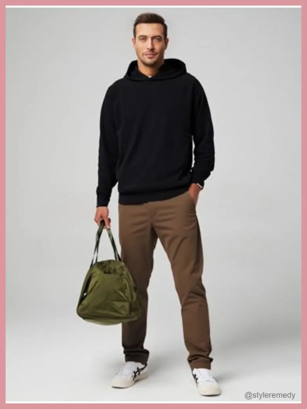 Men's Chino Pants Elastic Waist Tapered Golf Trousers Cotton Stretch